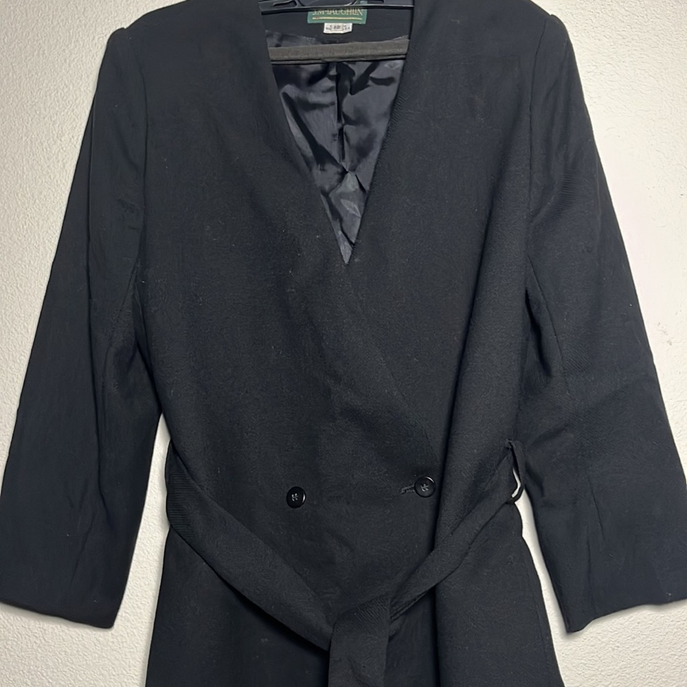 J.McLaughlin black coat with belt tie size 12 - Picture 5 of 5
